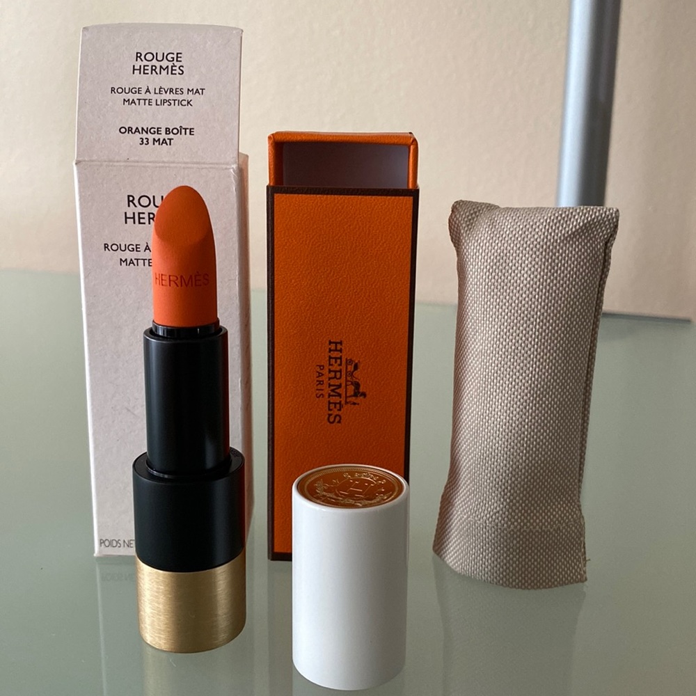 NIB Auth HERMÈS Rouge Hermès, Matte lipstick ORANGE BOITE 33 Made in ITA…